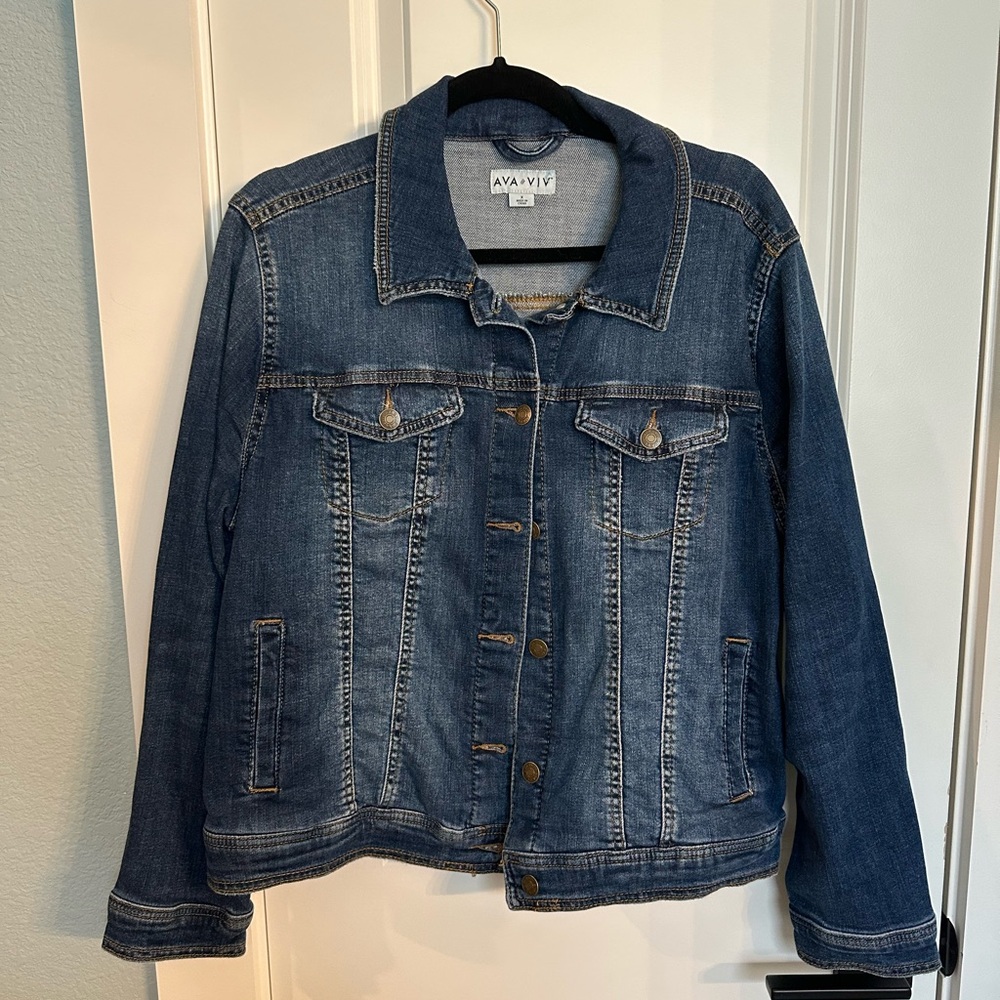 NWOT Ava & Viv Blue Jean Jacket with Classic Design